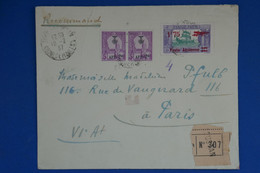 R14 TUNISIE BELLE LETTRE RECOM.1935 TUNIS POUR PARIS FRANCE+ PAIRE DE T.+ POSTE AERIENNE+ AFFRANCHISSEMENT INTERESSANT - - Luftpost