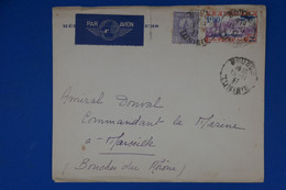 R14 TUNISIE BELLE LETTRE 1937 SOUSSE POUR MARSEILLE FRANCE+ POSTE AERIENNE SURCHAR+ AFFRANCHISSEMENT INTERESSANT - - Aéreo