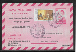 Turquie - Aérogramme - Thème Papes - TB - Enteros Postales