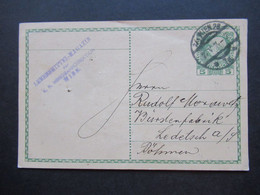 Österreich 1914 GA Mit Militärstempel Lebensmittel Magazin Der K.K. Nordbahndirektion Wien Nach Ledetsch Gesendet - Brieven En Documenten