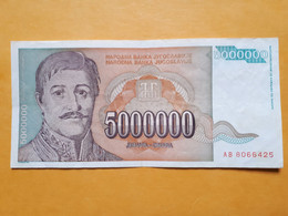 YOUGOSLAVIE 5000000 DINARA 1993 - Yugoslavia