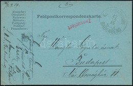 1917 Tábori Levelezőlap Cenzúrázva / Censored Field Postcard "K.u.K KRIEGSMARINE / S.M.S. BABENBERG" - Altri & Non Classificati