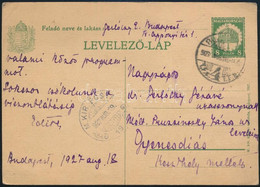 1927 Díjjegyes Levelezőlap "M.KIR.POSTA 19" Acélbélyegzővel - Other & Unclassified