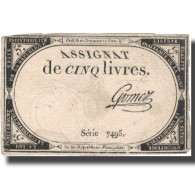 France, 5 Livres, 10 Brumaire De L'an 2 - (31 Octobre 1793), TTB, KM:A76 - Assignats & Mandats Territoriaux