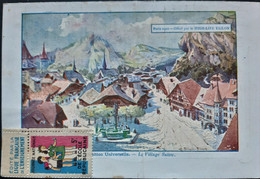 75 PARIS PUBLICITE LE VILLAGE SUISSE CARTE COMMERCIALE POUR HIGH LIFE TAYLOR TIMBRE EXPOSITION INTERNATIONALE - Magasins