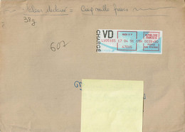 1991 - Lettre CHARGEE - VALEUR DECLAREE - Vignette D'affranchissement Type Comête 39,80fr  - 38gr -Cachets Au Verso - 1988 Type « Comète »