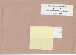 Lettre De Service - DISPENSE DE TIMBRAGE - AUTORISATION VILLE DE CAEN - CAEN - RP - Cartas Civiles En Franquicia