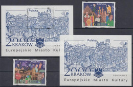 ** 2000 Krakkó Európa Kulturális Fővárosa Sor Mi 3825-3826 + Blokkpár 140 A-B - Andere & Zonder Classificatie