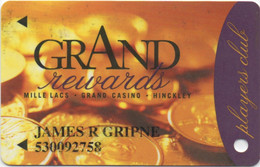 Mille Lacs Grand Casino Hinckley MN : Grand Rewards Players Club - Casino Cards