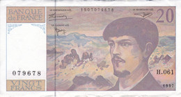 BILLETE DE FRANCIA DE 20 FRANCS DEL AÑO 1997 SERIE H.061  (BANKNOTE) CLAUDE DEBUSSY - 20 F 1980-1997 ''Debussy''