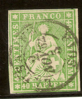 SUIZA YVERT 30 (º)  40 Rp. Verde  1854/1862  NL1009 - Gebraucht