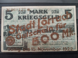 Deutschland. Alemania. Notgeld. Stadt Lörrach. 1922. 5 Marks - Sin Clasificación