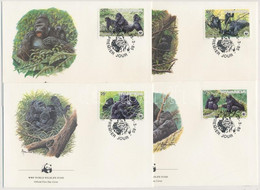 1985 WWF Hegyi Gorilla Sor 4 FDC-n Mi 1292-1295 - Other & Unclassified