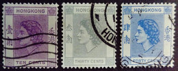 Hong Kong 1954 Elisabeth II Yvert 177 181 182 O Used - Usati