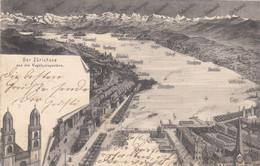 3978) ZÜRICHSEE Aus Der Vogelperspective - Tolle VARIANTE Mit Wollishofen - Enge - Zürichhorn ALT ! 1903 !! - Enge