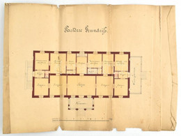 Cca 1870 Villa épitészeti Terve. Egy Kézzel Rajzolt Lap, A Hajtásoknál Beszakadással 43x36 Cm - Unclassified