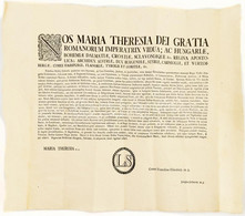 1768 Mária Terézia Rendeletének Latin Nyelvű Hirdetménye, Hajtva - Unclassified