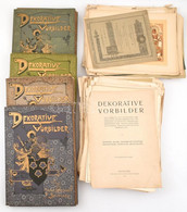 1904 Dekorative Vorbilder. 4 Egészvászon Mappa és Nagyon Sok Képes Tábla. Az évenként Megjelenő Grafikai Segédanyag Nagy - Unclassified