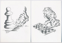 **, * 12 Db MODERN Sakk Motívum Képeslap: állatokkal / 12 Modern Chess Motive Postcards: With Animals - Non Classificati