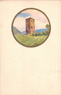 02794 "TORRE DI VEDETTA - CARTONC. CON DISEGNO ORIG.  IN ACQUERELLI ED INCHIOSTRO ORO" - Acuarelas