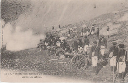 Militaria. CHASSEURS ALPINS . Batteries Alpines En Manoeuvres Dans Les Alpes (Canons) - Régiments