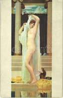 ** T4 Das Bad Der Psyche / Erotic Nude Lady Art Postcard. Stengel S: Leighton (vágott / Cut) - Ohne Zuordnung