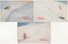 ** Herzliche Neujahrgrüsse / Újévi üdvözlet / New Year Greeting - 3 Db Régi Képeslap / 3 Pre-1945 Postcards - Zonder Classificatie