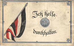 ** T2/T3 1915 Ich Helfe Durchhalten. Deutsches Reich 5 Pfennig / German Flag And Coin. Emb (worn Corners) - Unclassified