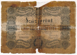 1848. 100Ft "Kossuth Bankó" T:V Anyaghiány, Nagyobb Szakadások, Ragasztott Hungary 1848. 100Ft "Kossuth Banknote" C:Pr M - Unclassified