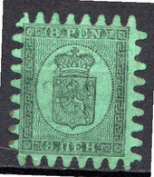 FINLANDE - (Administration Russe) - 1866-70 - N° 6 - 8 P. Noir S. Vert - (Percé En Serpentins) - (Type II) - Neufs