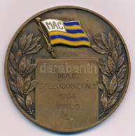 1935. "M.A.C. (Magyar Athletikai Club)" Egyoldalas Br Díjérem, Zománcbetéttel, Előlapon Gravírozva "M.A.C. Evezősosztály - Zonder Classificatie