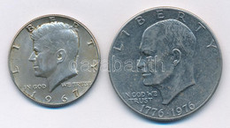 Amerikai Egyesült Államok 1967. 1/2$ Ag "Kennedy" + 1976. 1$ Cu-Ni "Eisenhower - Bicentenárium" T:2 USA 1967. 1/2 Dollar - Ohne Zuordnung