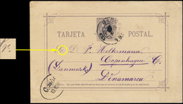 ESPAGNE / ESPAÑA - 1882 Entero Postal 10c AlfonsoXII Mi.P7.I Usado De Barcelona A Copenhagen, Dinamarca - 1850-1931