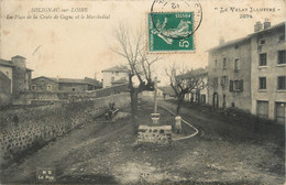 CPA FRANCE 43 " Solignac Sur Loire, La Place De La Croix De Gagne Et Le Marchédial" - Solignac Sur Loire