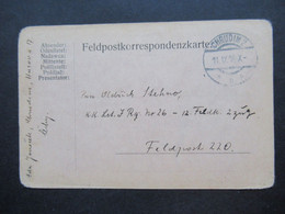 Österreich / Tschechien 1916 Feldpost PK Stempel Chrudim 2 An Das K.K. Landsturm Inf. Rgt. No 26 Feldpost 220 - Brieven En Documenten