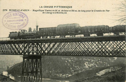 Busseau D'ahun * Train De Marchandises Locomotive Machine * Viaduc Ligne Chemin De Fer * Cachet Assurances Domeyrot - Other & Unclassified