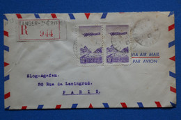 R16 MAROC BELLE LETTRE RECOM. 1947 TANGER POUR PARIS FRANCE +PAIRE DE T.P+ AFFRANCH INTERESSANT - Aéreo