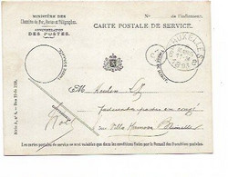 SH 0887. CP SERVICE Càd BRUXELLES 8 - 6 MARS 1893. Service Des FACTEURS-DISTRIBUTEURS. TB. COBA = RR - Portofreiheit