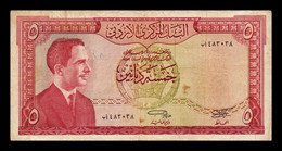 Jordania Jordan 5 Dinars King Hussein II L. 1959 (1965) Pick 11a BC F - Jordan