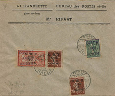 CTN68COL- LEVANT OMF ET POSTE AVION SUR PLI PHILATELIQUE HALEP 5/10/1921 - Lettres & Documents