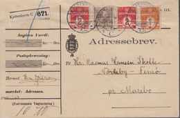 1906. DANMARK 25 ØRE Chr. IX + 1 ØRE + 2 Ex 2 ØRE ADRESSEBREV. KJØBENHAVN 6.8.06 To N... (Michel 50+) - JF418730 - Covers & Documents