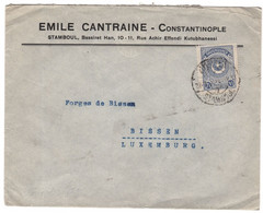 EMILE CANTRAINE, CONSTANTINOPLE TO GERMANY, BISSEN  COVER - Cartas & Documentos
