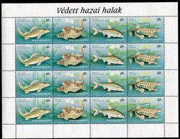 HUNGARY 1997 Fish Sheetlet MNH / **.  Michel 4457-60 - Blocks & Sheetlets