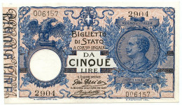 5 LIRE BIGLIETTO DI STATO VITTORIO EMANUELE III FLOREALE 05/11/1914 FDS-/FDS - Sonstige