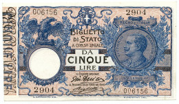 5 LIRE BIGLIETTO DI STATO VITTORIO EMANUELE III FLOREALE 05/11/1914 FDS-/FDS - Regno D'Italia – Autres