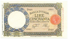 50 LIRE CAPRANESI LUPA CAPITOLINA M. STRETTO FASCIO L'AQUILA 21/11/1942 SPL+ - Regno D'Italia – Autres