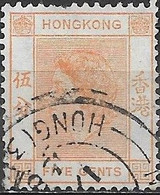 HONG KONG 1954 Queen Elizabeth - 5c - Orange FU - Gebraucht