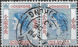 HONG KONG 1954 Queen Elizabeth - $1.30 - Blue And Red FU - Hojas Bloque