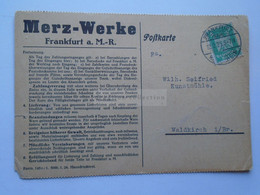 D178908    Deutsches Reich - Postkarte - 1925 Frankfurrt Am Main - Merz-Werke - Nach  Waldkirch I. Br.  Wilh. Seifried - Other & Unclassified