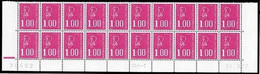 Marianne Béquet N°1892b - 1F SS PHO - Bas De Feuille De 20 Timbres, Coin Daté, TD6-2, Luxe** - 1970-1979